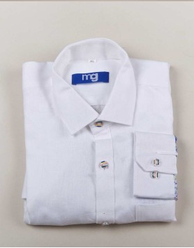 White Regular Fit Linen Casual Shirt - MGWhite005