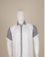White  Linen Shirt with Black Striped - MGWhite - 006
