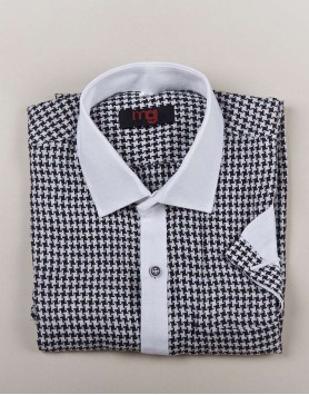 White Shirt with full black stripes - MGBlack10