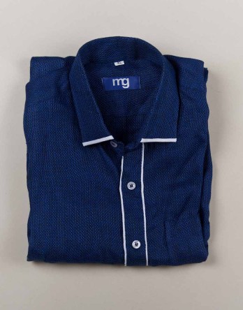 Dark blue linen shirt - MGBlue011