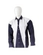 Navy Blue and White Colour Linen Casual Shirt - MGBlue005