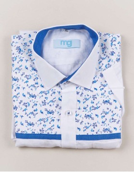 Blue & White Designer linen shirt - MGBlue008